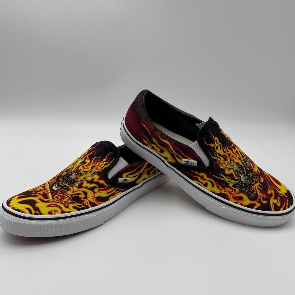 Vans Flames Samurai Rising Old Skool SLIP ON Shoes Size 10.5 Men's 12 Women's